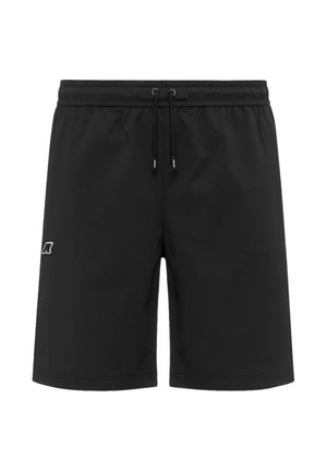 Pantaloncini neri fino al ginocchio con vita elastica e coulisse, con un piccolo logo bianco sulla gamba sinistra.