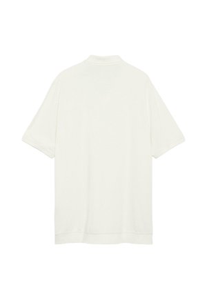 Effen witte poloshirt met korte mouwen, van achteren getoond met een geribde kraag en rechte zoom.