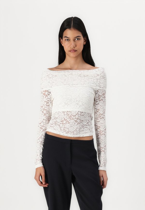 All-Over Lace Off-the-Shoulder Top - Long sleeved top - cloud dancer