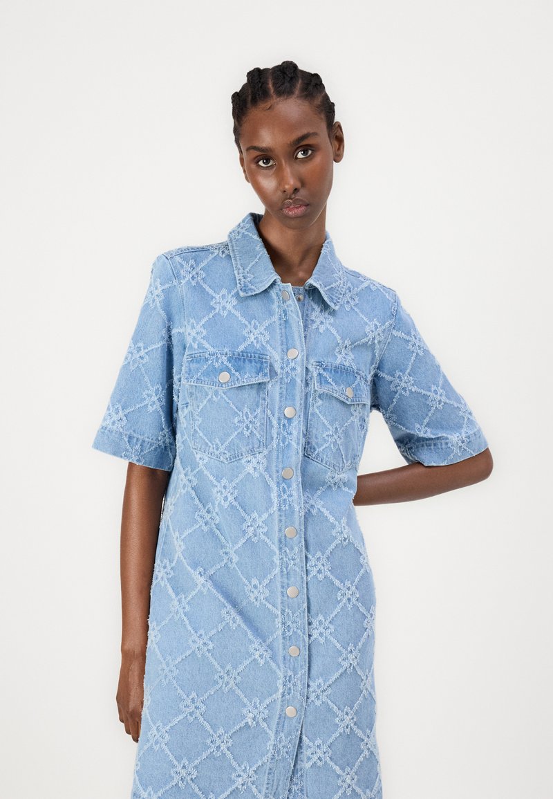 only denim shirt dress ONLY belted Denim Mini Dress in mid Blue wash