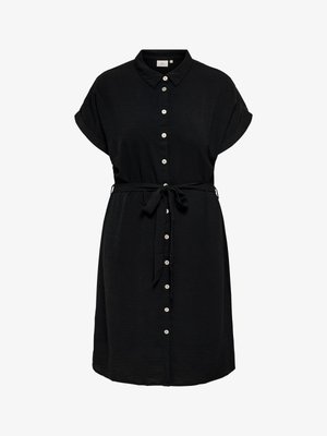 ONLY Carmakoma, CARMETTA S/S V-NECK SH DRESS WVN NOOS - Blusenkleid - black