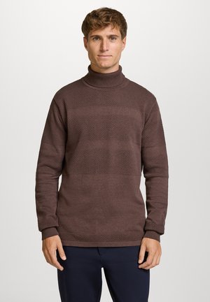 FISKER ROLL NECK - Stickad tröja - chocolate plum mix