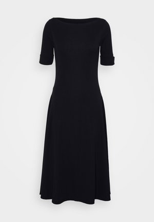STRETCH COTTON MIDI DRESS - Trikoomekko - black