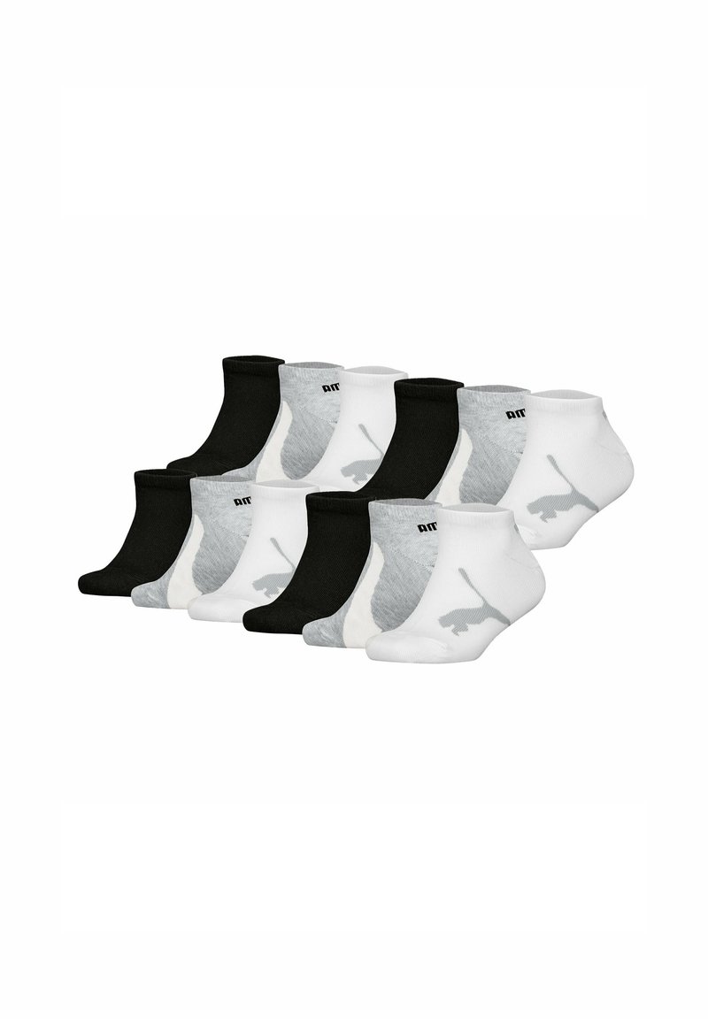 Calze alla caviglia assortite in nero, bianco e grigio. Presentano il logo PUMA. Realizzate in tessuto morbido con un polsino a costine. Inclusi sei paia.
