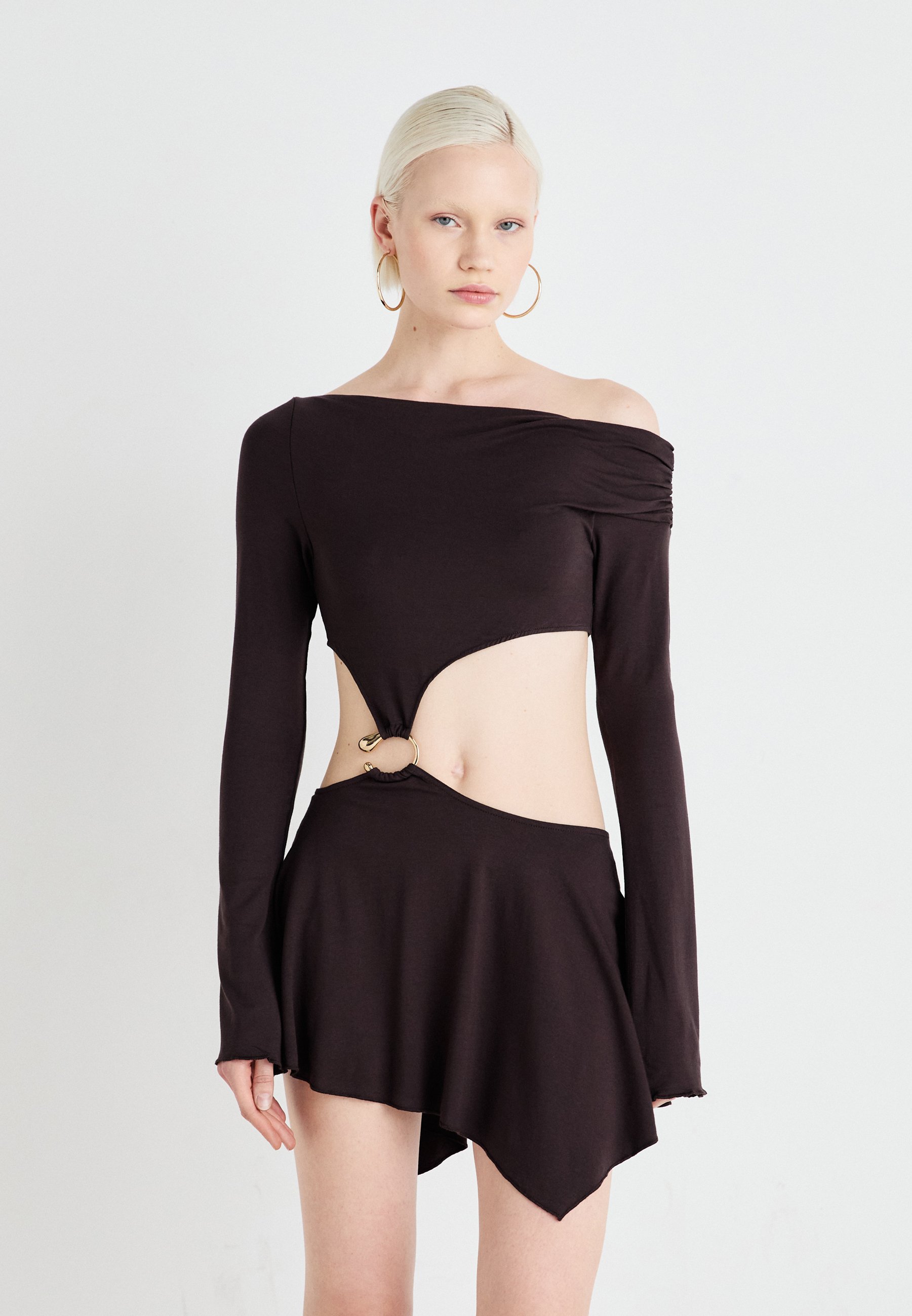 Jaded London TRIM ASYMMETRIC DRESS - Jersey dress - brown