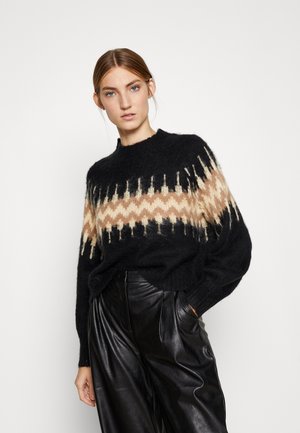 LOU - Stickad tröja - black multi