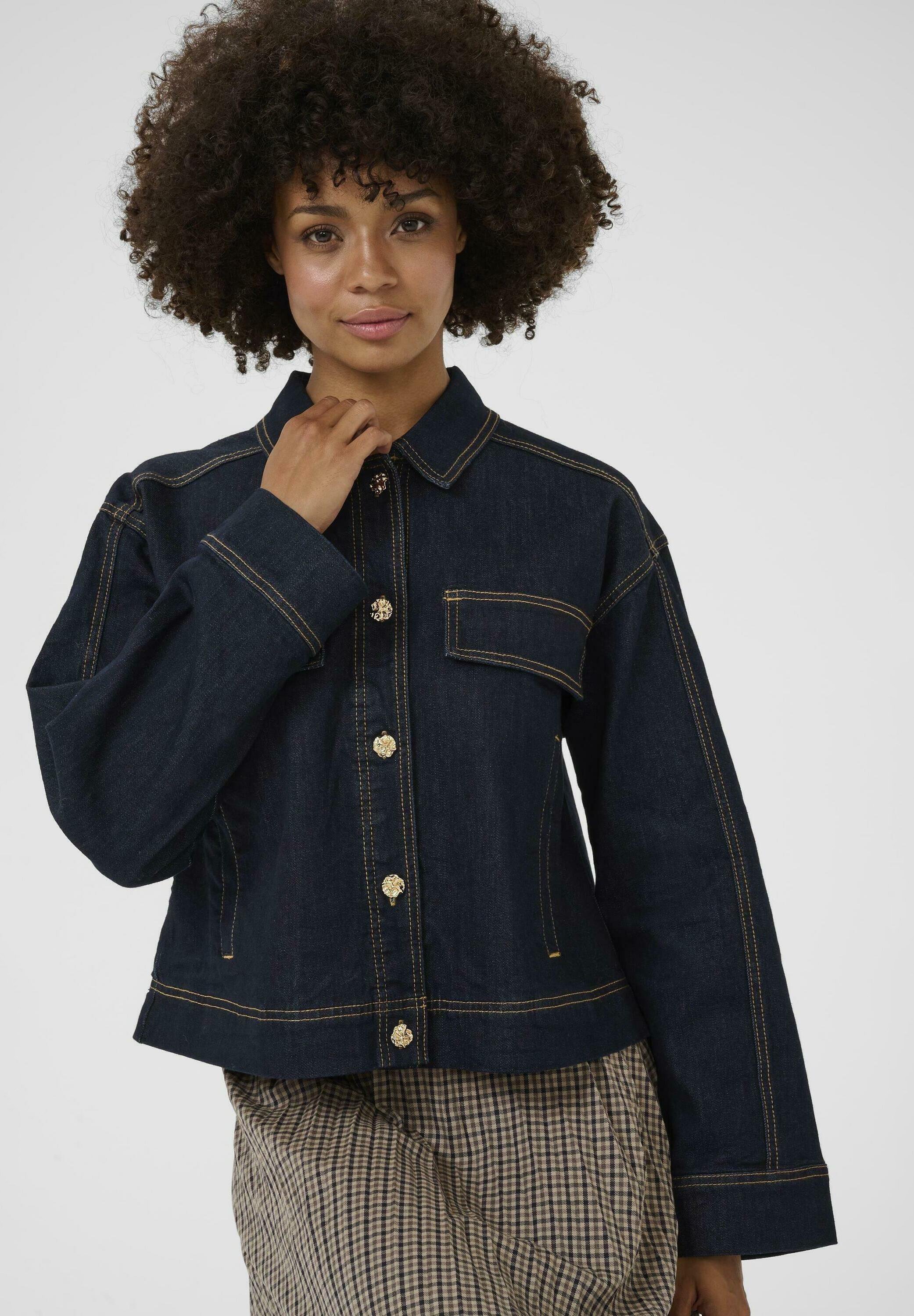 Culture BOBBIE - Denim jacket - rinse wash/dark-blue denim - Zalando