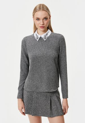CLASSIC LONG SLEEVE GLITZ STONE DETAIL - Blouse - black