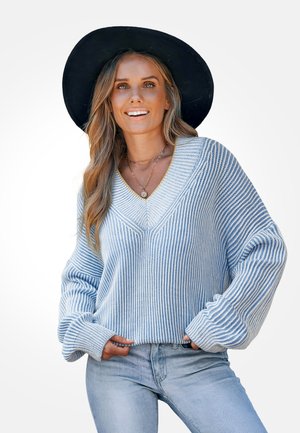 CHIC STRIPED  - Pullover - light blue stripes