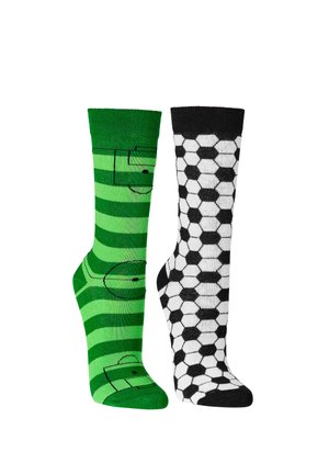 SET OF 2 FUßBALL  - Socken - grün + schwarz weiß