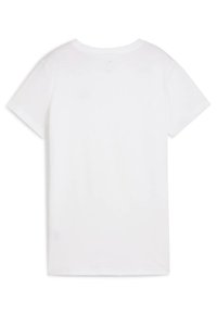 Hvid kortærmet T-shirt, rund hals, lavet af glat bomuldsstof, med et enkelt design uden grafikker eller mønstre.