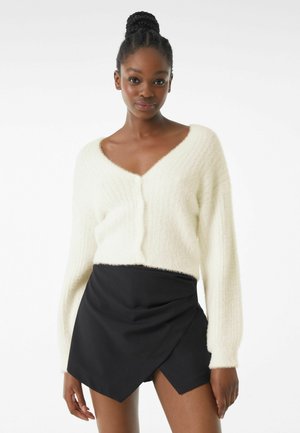 FUZZY VNECK - Cardigan - white