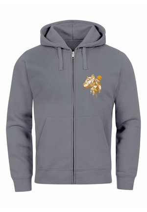 Neverless BÄR OUTDOOR PRINT MOTIV FASHION STREETSTYLE - Sweatjacke - convoy grey