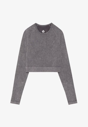 Hallitusseened ribaga pika varrukaga lühike topp, millel on raglan-varrukad. Omab ümmargust kaelust ja hem, mis jääb talje kohal.