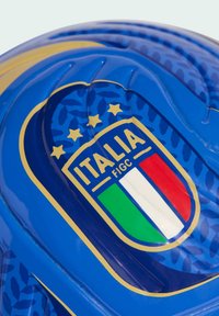 Parastinchi da calcio blu con il crest della nazionale italiana, quattro stelle e i colori della bandiera italiana.