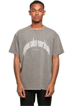 MJ Gonzales HIGHER THAN HEAVEN WITH ACID WASHED HEAVY - Print T-shirt - asphalt