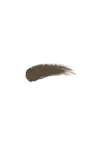 Brown cream texture smeared in a curved stroke on a white background, showing a matte finish with slightly uneven edges.