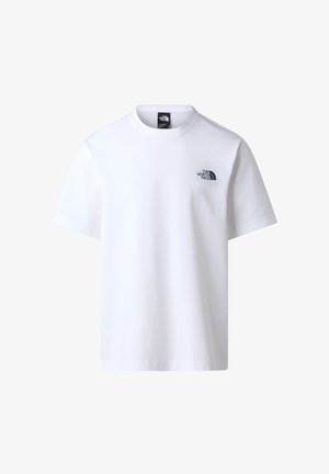 Witte T-shirt met korte mouwen en ronde hals, met een klein zwart The North Face-logo op de linkerborst.