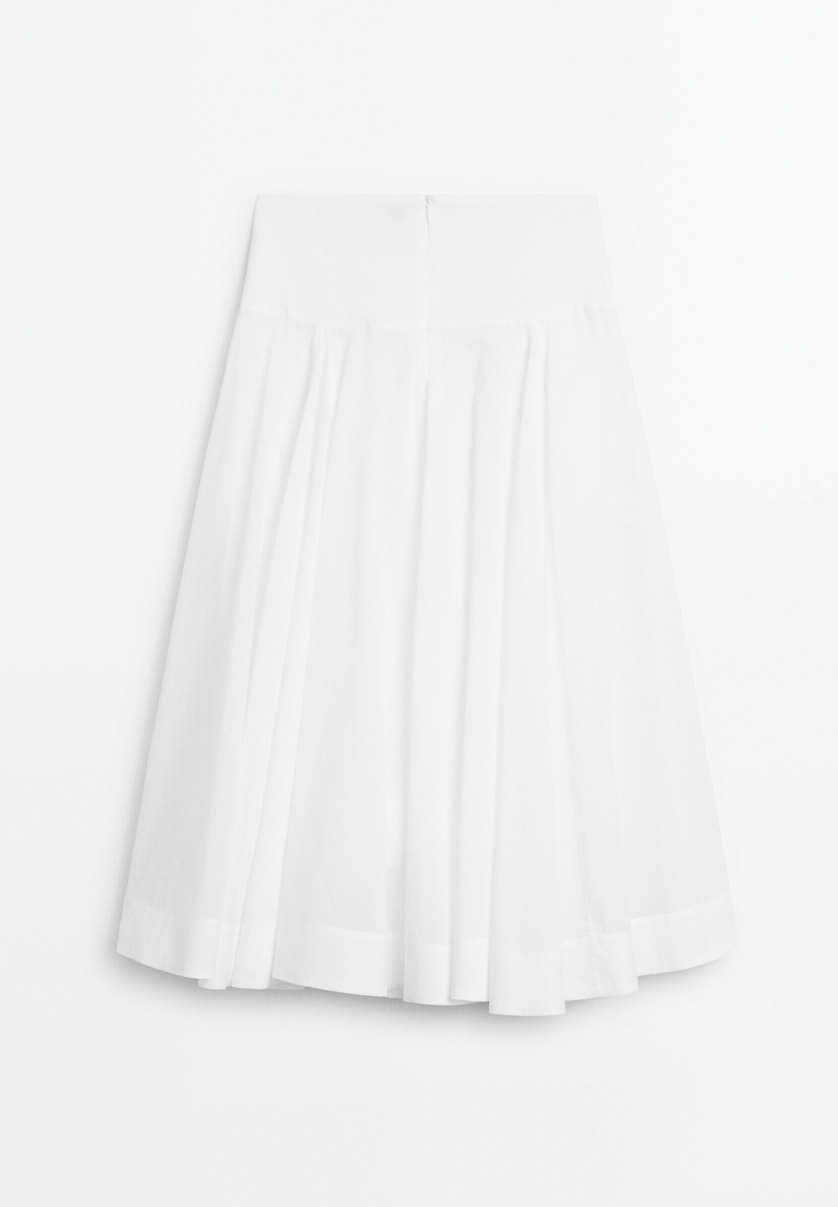 Massimo Dutti【NEW】100% cotton midi skirt with yoke detail Massimo Dutti MIDI WITH YOKE DETAIL - Pleated skirt - white