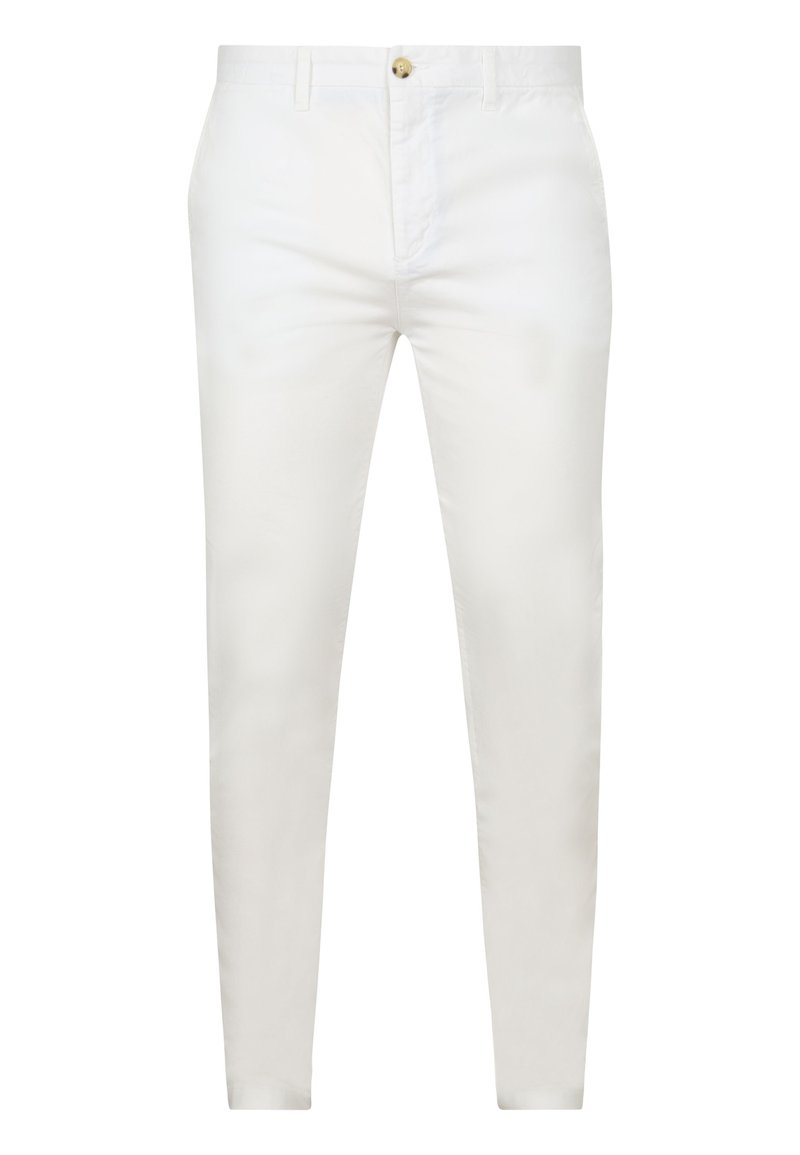 Witte chino's met een knoopsluiting, riemlussen en een rechte pasvorm. Gemaakt van lichtgewicht katoen, hebben ze een zachte textuur.
