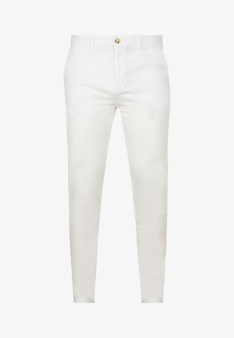 Witte chino's met een knoopsluiting, riemlussen en een rechte pasvorm. Gemaakt van lichtgewicht katoen, hebben ze een zachte textuur.