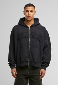 Karl Kani - COLLEGE HEAVY CROP  - Užtrauktuku užsegamas treningas - black Miniatiūros vaizdas 1