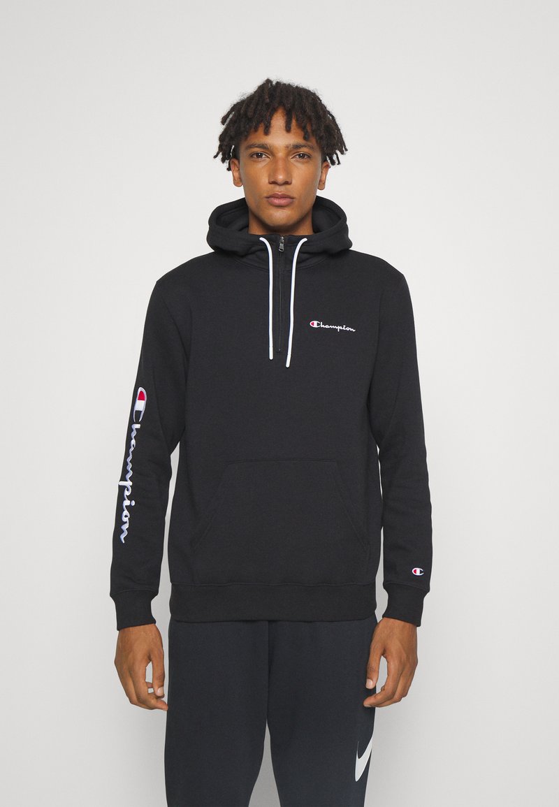 Champion CLASSIC HOODED HALF ZIP - Hoodie - black/zwart - Zalando.nl