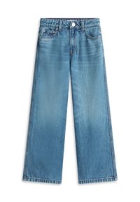 Φαρδιά τζιν παντελόνια από ανοιχτό γαλάζιο τζιν ύφασμα με ψηλή μέση, πέντε τσέπες, κούμπωμα με κουμπί και διακριτική ξεθώριαση στο ύφασμα.