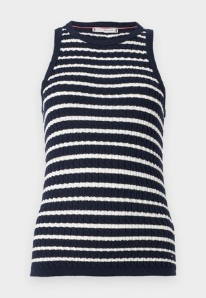 Tommy Hilfiger, CABLE FINE SLIM - Top - dark night navy/ivory