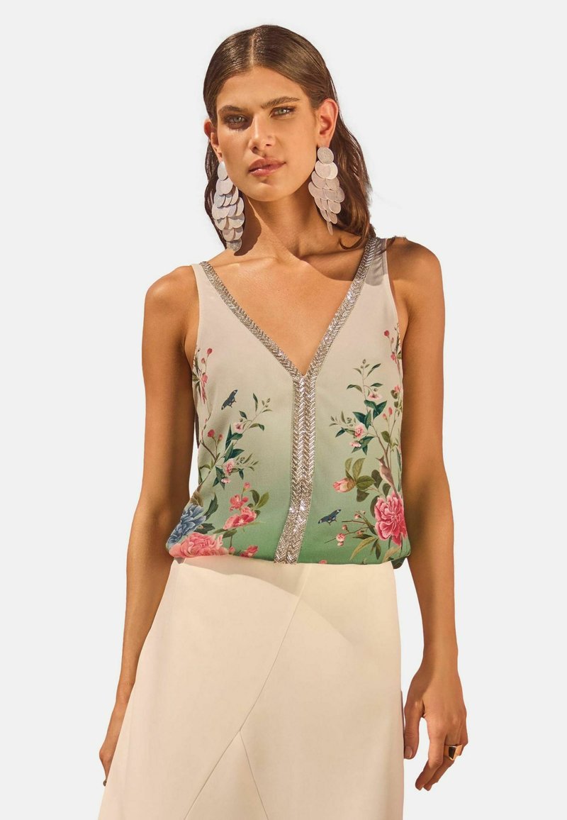 Love & Roses - REGULAR FIT - EMBELLISHED FLORAL TRIM - Blouse - green, Enlarge