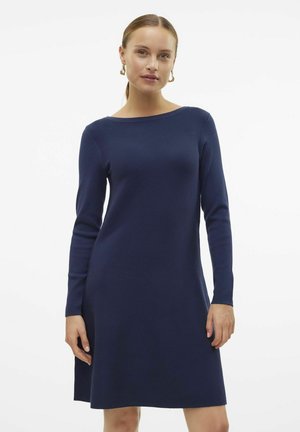 MINI U-BOOT-AUSSCHNITT - Stickad klänning - navy blazer