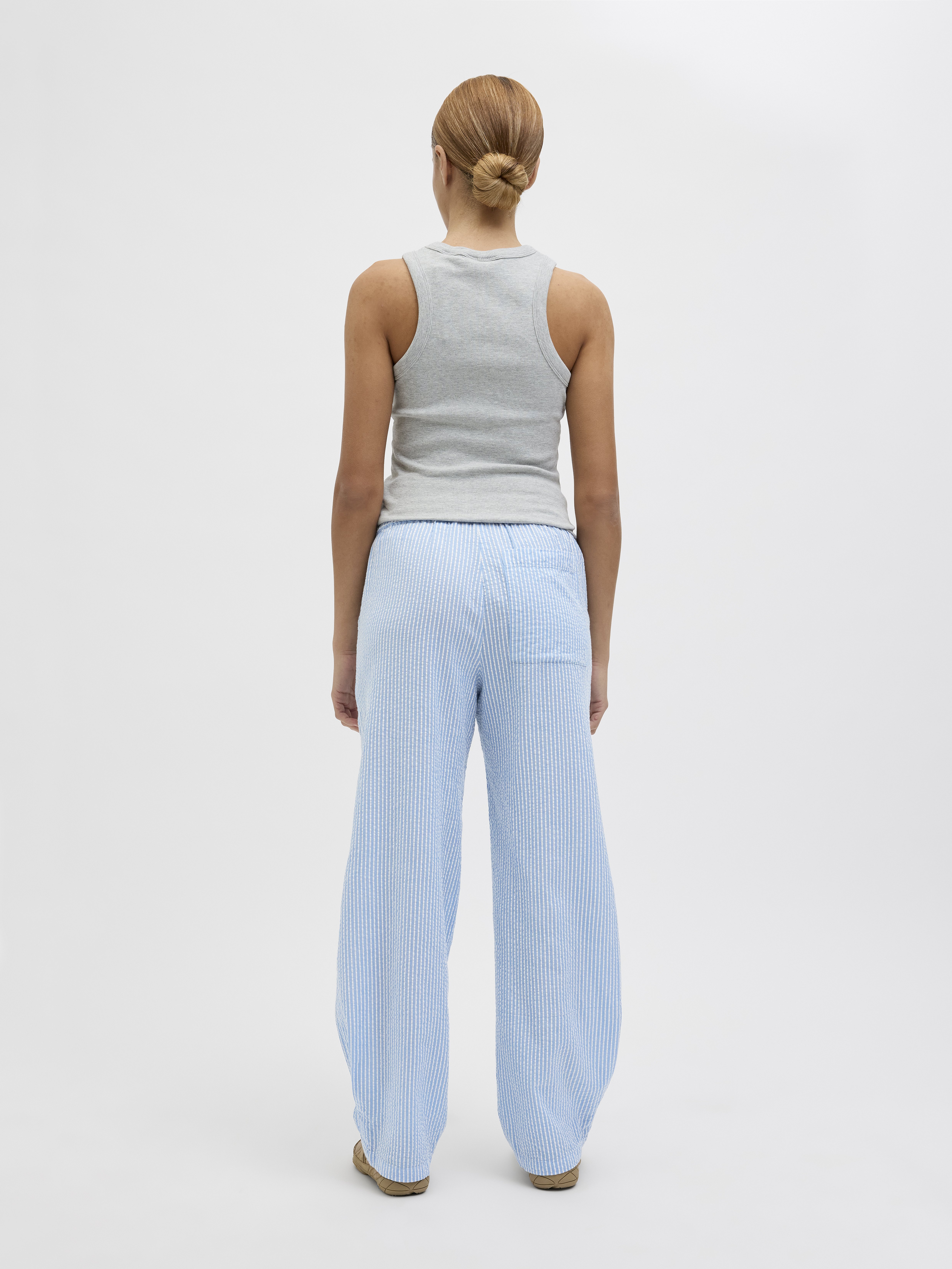 JJXX JXWINDY SEERSUCKER BARREL PANT - Trousers - blue/light blue