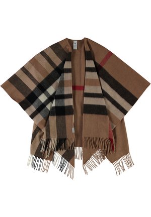 PLAID PONCHO - Cape - camel