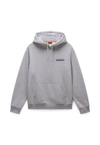 Grijze hoodie van zachte katoen, met een voorzak, een verstelbare capuchon met trekkoord en een geprint logo op de borst.