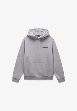 Grijze hoodie van zachte katoen, met een voorzak, een verstelbare capuchon met trekkoord en een geprint logo op de borst.