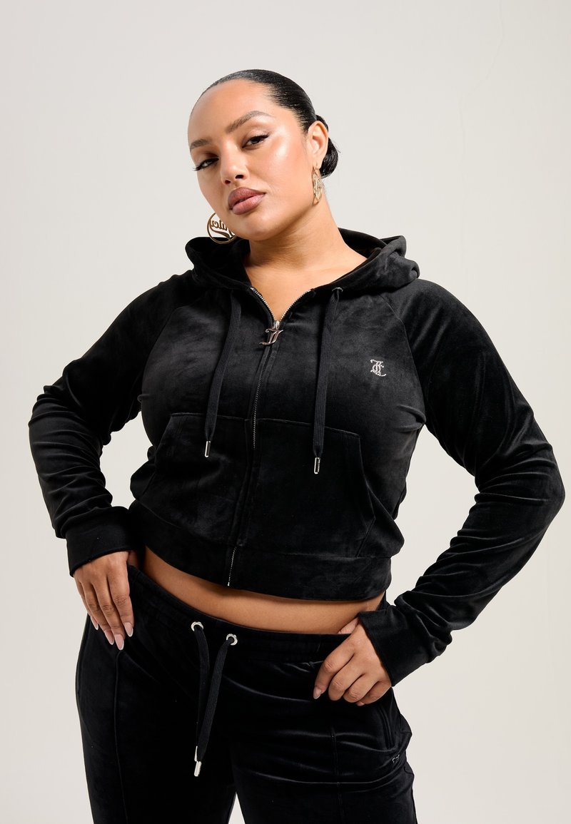 YOURS LONDON Plus Size Black Velvet Long Sleeve Sequin Dress | Yours