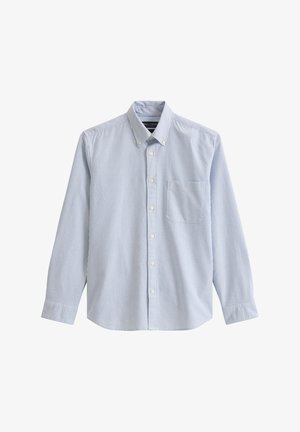 Lichtblauw en witte gestreepte overhemd met lange mouwen, een button-down kraag en een borstzak, gemaakt van geweven katoen.