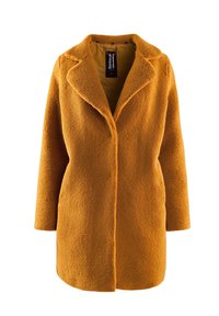 Sennepsgul, tekstureret fleecefrakke med hakket krave, lange ærmer og lukning med enkelt knap. Blød indvendig foring.