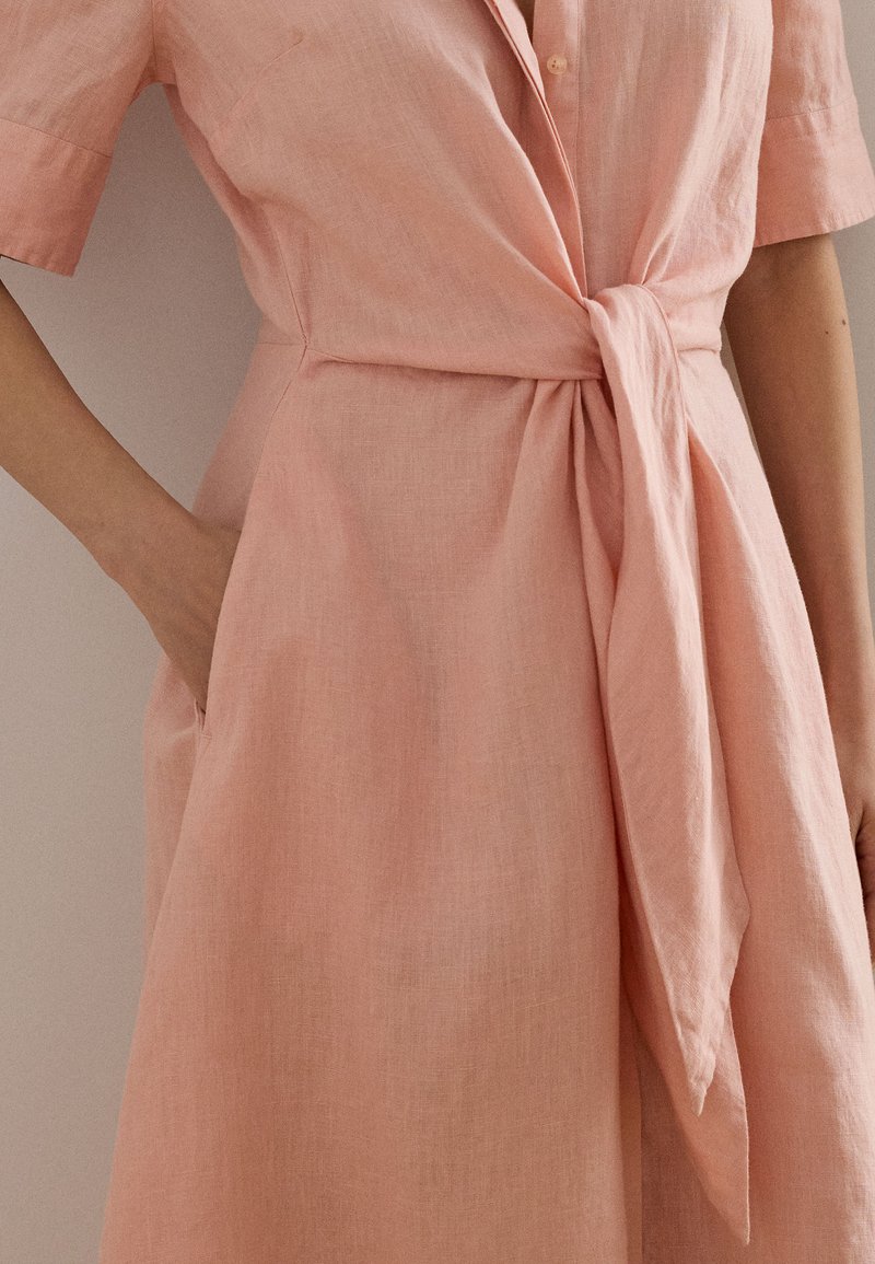 ralph lauren pink linen dress Lauren Ralph Lauren Linen Midi Shirt Dress | Pink