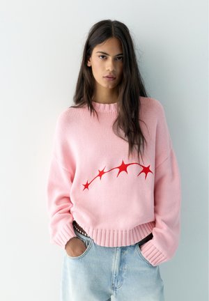 PULL&BEAR STAR - JUMPER - Striktrøje - pink