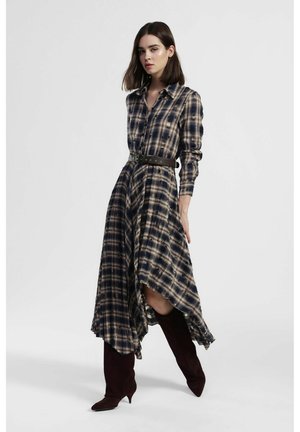 STAMPA CHECK CON COLLETTO - Abito a camicia - blu/beige