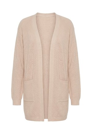 Ulla Popken, STRICKJACKE, RIPPSTRICK, OFFENE FORM, LANGARM - Gilet - beige melange