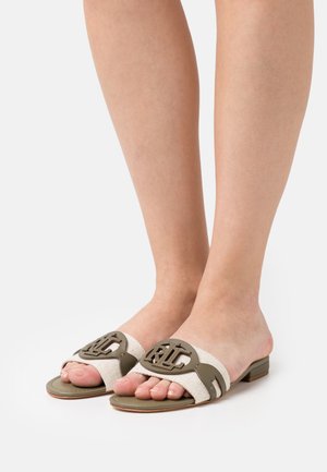 ALEGRA CANVAS & LEATHER SLIDE SANDAL - Ciabattine - natural/sage