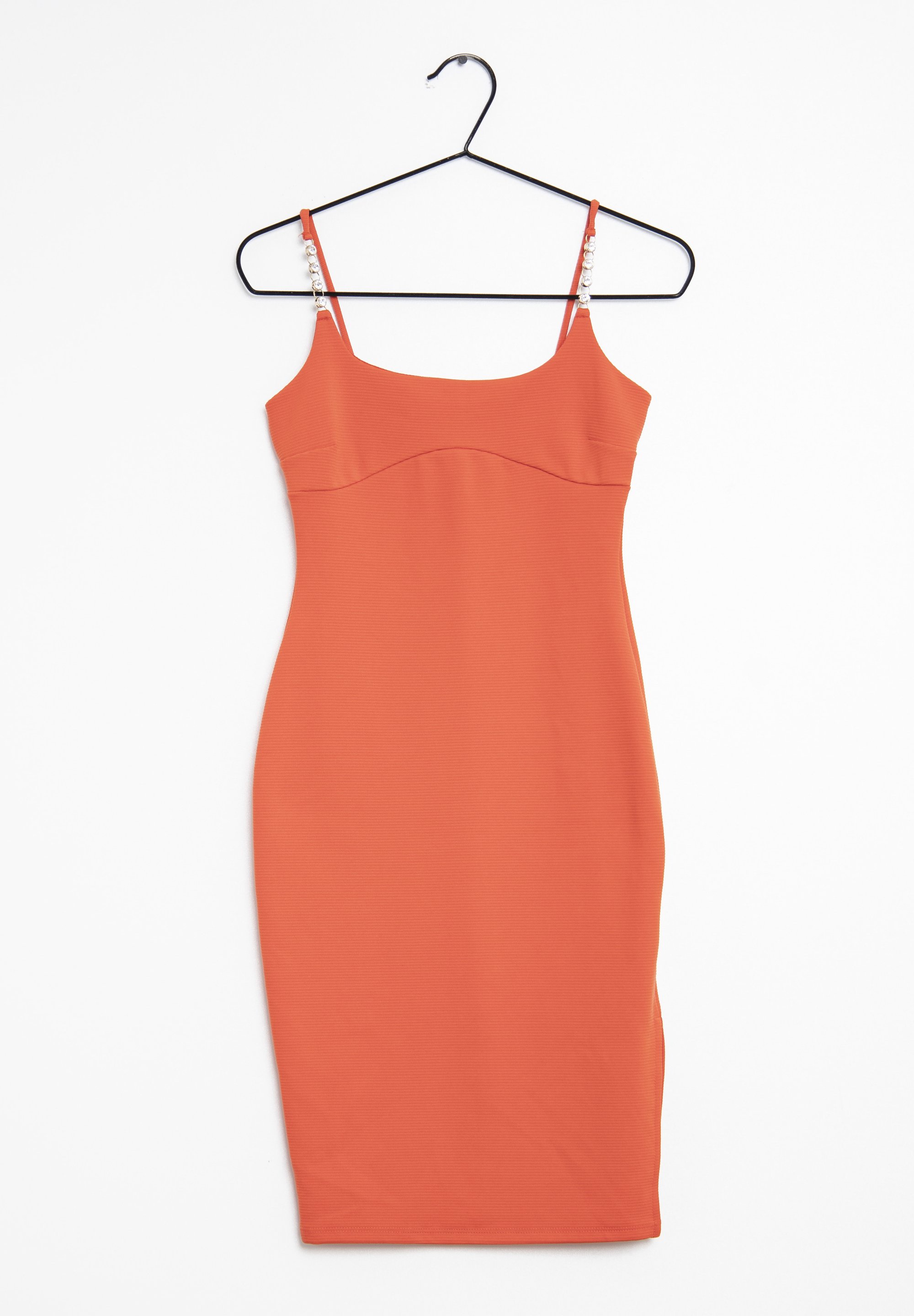 orange bodycon dress river island Orange Shirred Midi Dress