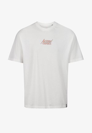 Biała koszulka z krótkim rękawem z jasnoróżowym logo "Action Comics". Luźny krój z okrągłym dekoltem i miękką bawełnianą fakturą.