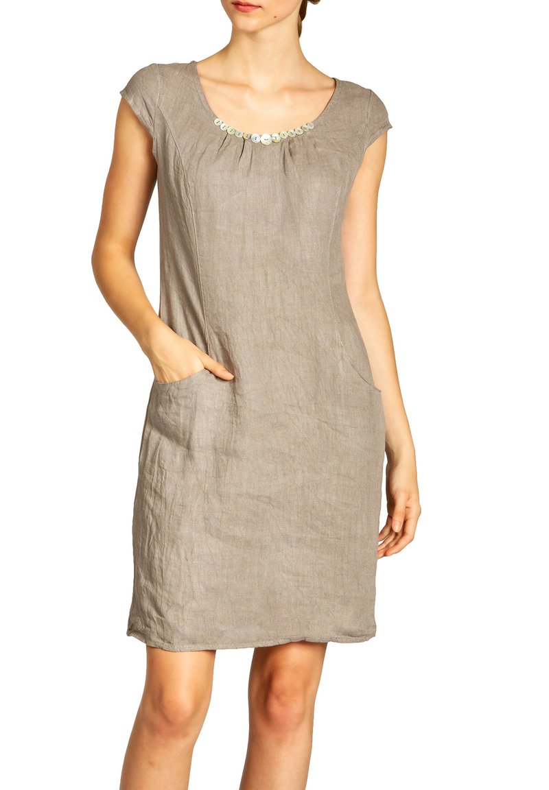 Damen Freizeitkleider | Caspar Etuikleid taupe - MB33842 Damen Freizeitkleider | Caspar Etuikleid taupe - MB33842