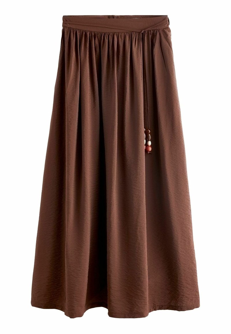 Jupe Femme NEXT – Taille 8 – Marron Motif Géométrique – Viscose – Coupe A – Midi Zippée