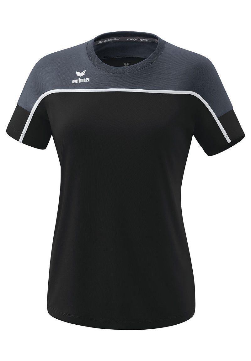 Erima FUSSBALL  TEAMSPORT  CHANGE BY - Sports T-shirt - black grey slate grey weiss