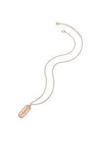 Halsband i roséguld med en rektangulär hänge med ett präglat bladdesign. Kedjan är delikat med ovala länkar och ett justerbart lås.