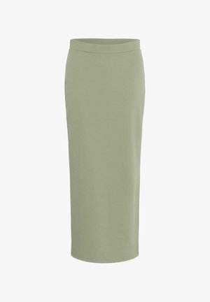 Elegant suknja u obliku olovke do koljena od mekog, svijetlozelenog džersija sa glatkom teksturom i elastičnom gumicom u struku.